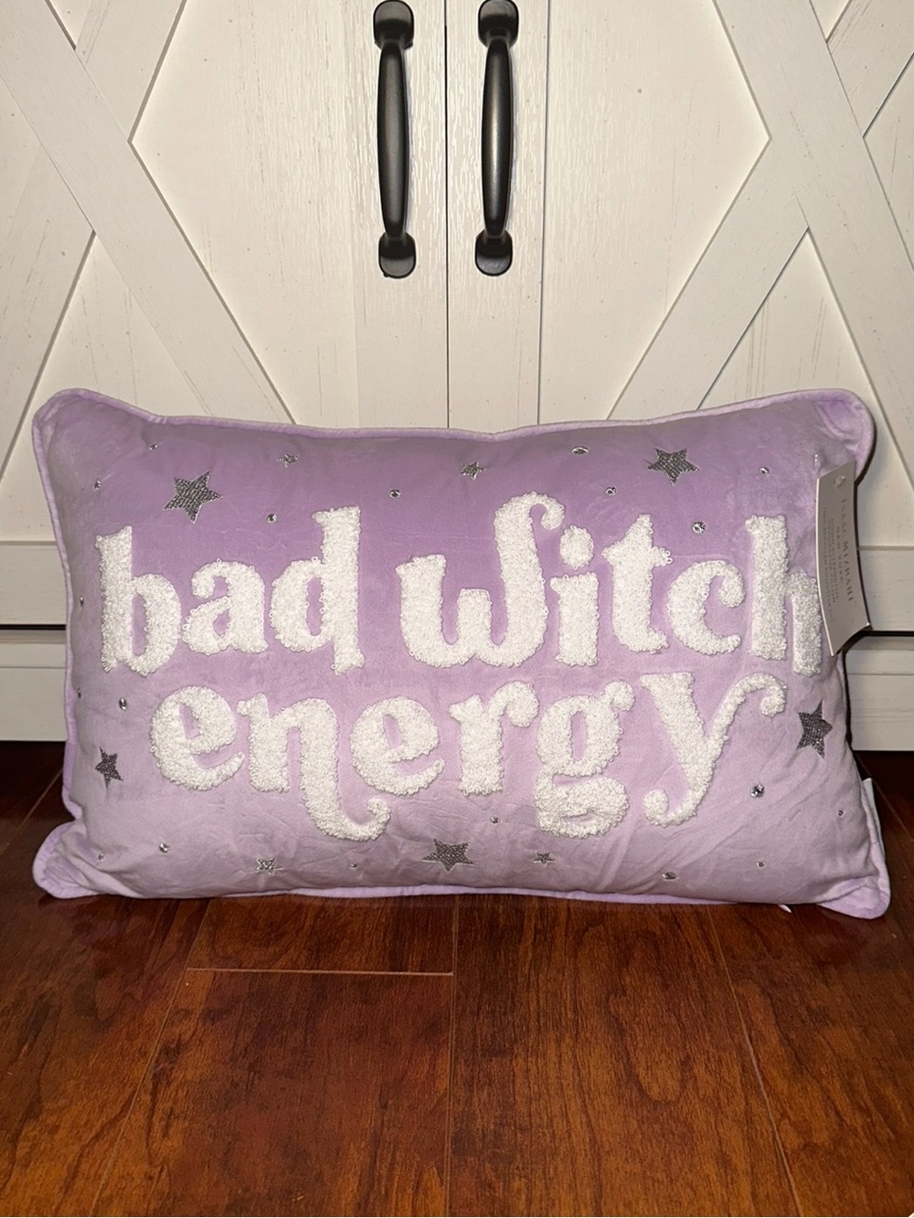 Isaac Mizrahi Bad Witch Energy Lavender Embroidered Decorative Pillow
